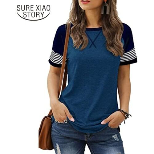 New Women Blouse Shirt Batwing Short Sleeve Tops Feminine Blouses Print Striped Chiffon Blouse Women Shirt Blusas 0275 40