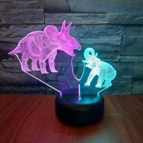 Cape Dragon Elephant 3d Night Lamp Visual Creation Colorful 3d Lamp Touch Stereo Gift 3d Light Fixtures