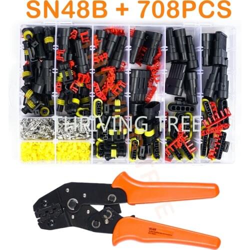 708/352/240PCS HID Waterproof Connectors 1/2/3/4Pin Car Electrical Wire Connector Plug Truck Harness Male Female Crimping Pliers
