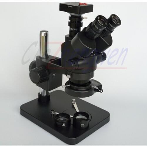 7X-45X 38MP HDMI Camera BlacK Microscope 3.5X-90X Table Pillar Stand Zoom Simul Focal Trinocular Stereo Microscope