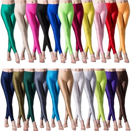 ARDLTME Women Shiny Pant Leggings Hot Selling Leggings Solid Color Fluorescent Spandex Elasticity Casual Trousers Shinny Legging