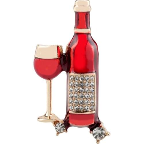 Red Wine Bottle Brooch Pin Women Hat Backpack Lapel Pins Couple Lover Wedding Decoration Wine Cup Badge Pins Best Friend Gift