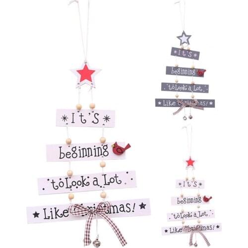 Wood Plaques Christmas Tree Pendant Signs Christmas Decoration Fashion Lightweight Letters Hanging Ornament for Party
