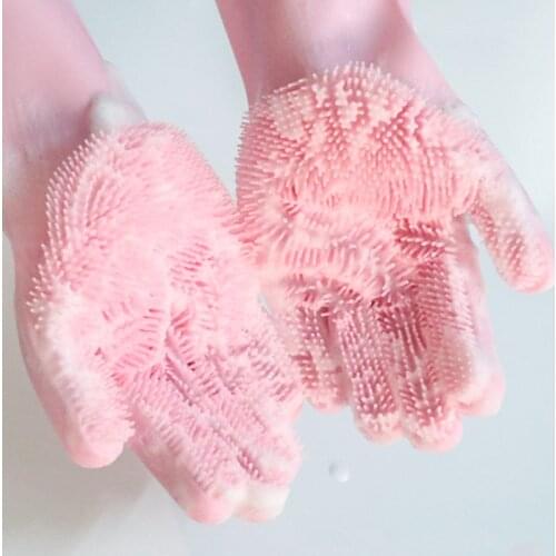 Dishwashing Cleaning Gloves Magic Silicone Rubber Sponge Glove Household Scrubber Kitchen Clean Tools Dropshipping Kitchen