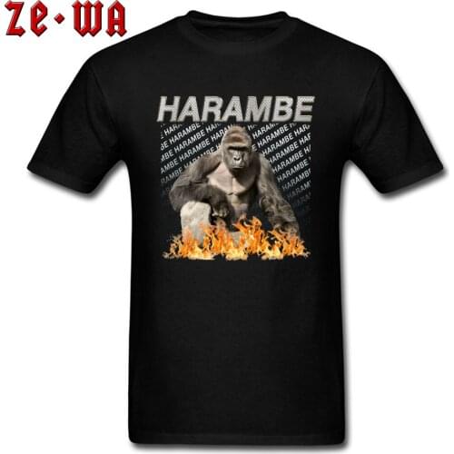 Harambe Gorilla Burning Funny Tshirt Monkey Design Father Day New T-Shirt Mens Fashion Casual Tops Tees Party Clothing Shirt
