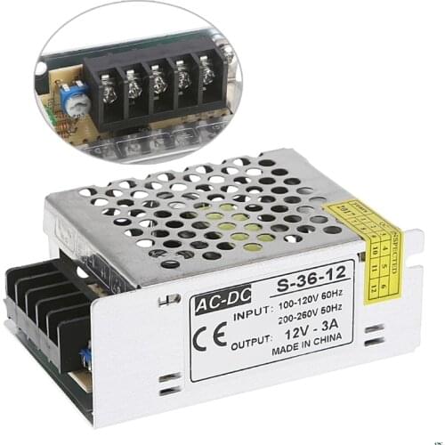 HNGCHOIGE AC 100-260V To DC 12V 3A 36W Switch Power Supply Driver Adapter LED Strip Light