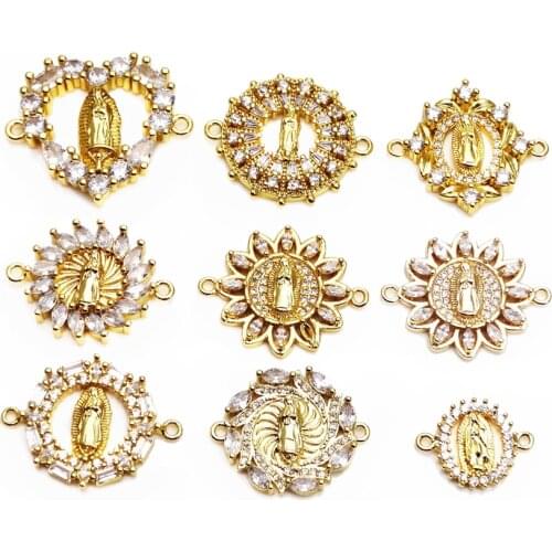 Microzircon inlaid Virgin Mary Style hand card accessory Link bracelet Charmssun zircon for Jewelry Making