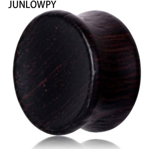 JUNLOWPY Brown Black Purple Wood Ear Expanders Piercing Wooden Plugs Earring Lobe Stretcher Flesh Tunnels Fashion Body Jewelry