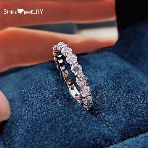 Shipei 100% 925 Sterling Silver Created Moissanite Diamonds Gemstone Fine Jewelry Wedding Band Fashion Ring For Women Wholesale