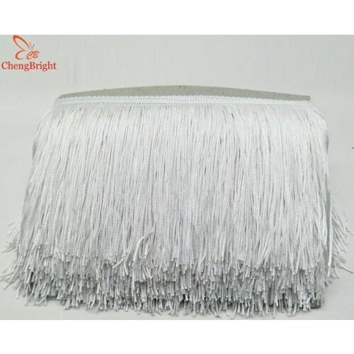 CHENGBRIGHT 10Meters/Lots 50cm Wide White Lace Fringe Trim Tassel Fringe Trimming For DIY Latin Dress Stage Clothes Accessories