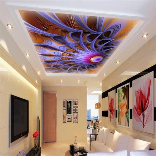 Custom 3d ceiling murals wallpaper Colorful spiral 3d wallpaper for ceiling for living room non-woven ceiling murals