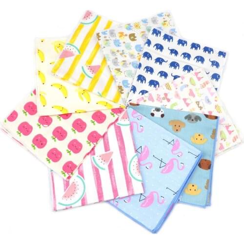 Fancy Fruits Animal Cartoon Printed Handkerchief 100% Cotton Women&Men Hankie Wedding Suits Pocket Square Adult Gift Accessory
