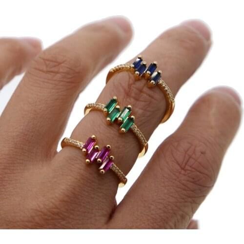 Cute lovely sweet cz engagement ring with colorful birthstone 2019 summer new gold color jewelry