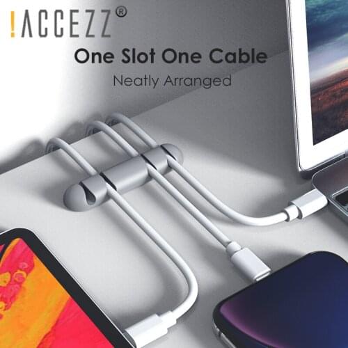 !ACCEZZ Cable Management Organizer Wire Winder Storage Silicon Charger Holder Cord Clips Phone Office Earphone Power Cord Winder