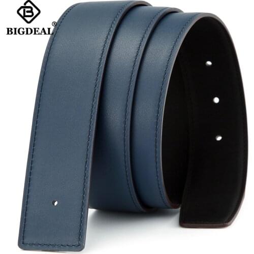 Reversible Genuine Leather for Mens High Quality Smooth Buckle Jeans Cowskin Casual Belts Business Cowboy Waistband