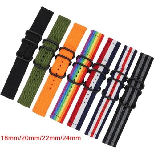 18mm 20mm 22mm 24mm Nato Nylon Watchband Universal Quick Release Bracelet Band Strap for Samsung Galaxy Watch 42mm 46mm Active 2