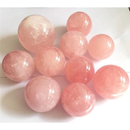 Pink Rose Quartz Ball Hand Carved Sphere Crystals Healing Stones For Home Decoration