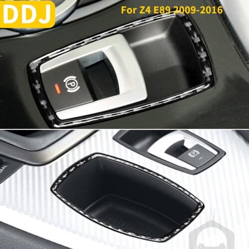Carbon Fiber For BMW Z4 E89 2009-2016 Roadster Electronic Handbrake Button Media Knob Trim Frame Sticker Interior Accessories