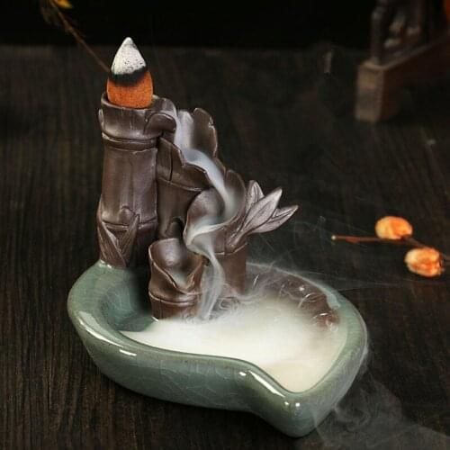 High Quality Ceramic Back Incense Burner Sandalwood Tower Incense Creative Buddha Lotus Incense Burners