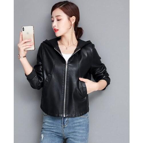 New Large Size 3XL 4XL Womens Leather Jacket 2021 Spring Motorcycle Leather Coat Women Winter Plus Cotton Jackets Female Black