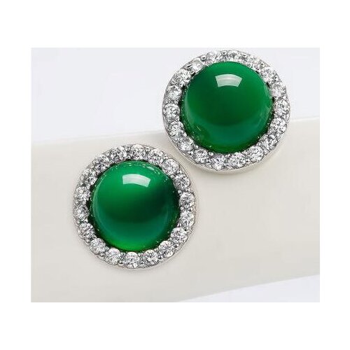 925 Green green Beads Inlay Design Earring Fashion Gem Womans Stone Gem Earrings Jewelry gem/stone/coral/opal Marcasite