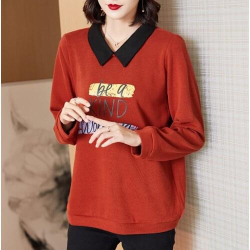Women Elegant Cotton Sweatshirt 2021 Spring And Autumn New Mature WomenS Print Top