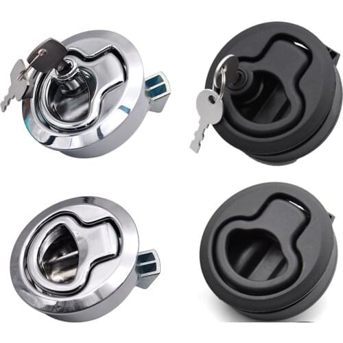 1PCS Marine Boat Flush Mount Hatch Flush Pull Latch Stainless Steel Lock with Key Lift Slam Latch Plastic Locks for RV Yacht