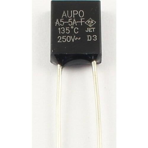 10pcs AUPO Thermal Fuse Cutoff TF 135 Degree 250V 5A A5-5A-F