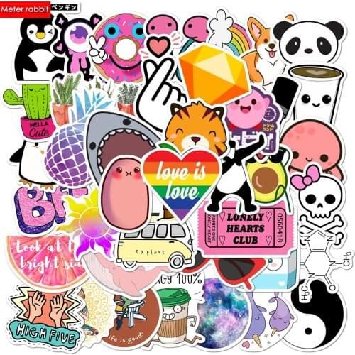 50pcs Pack vsco Girls Cute Cartoon Sticker for Laptop Luggage computer Guaitar Skateboard Waterproof Decal DIY vinyl Stickers
