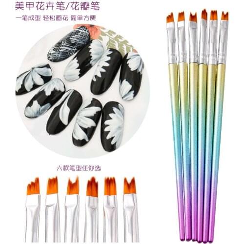 6pcs/set New Nail Art Brush Gradient Rod PaintingFlower Draw pen Acrylic Liquid For Nail Art Pen Brush Nail Art Manicure Tools