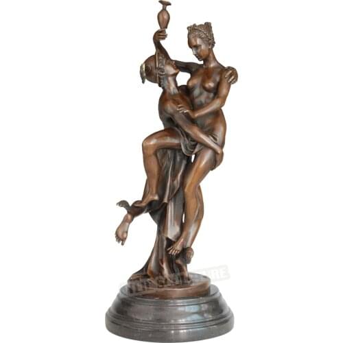 Commerce God Mercury and Goddess Aphrodite Statue Antique Greek Couple Sculpture Art Bronze Home Decor Large