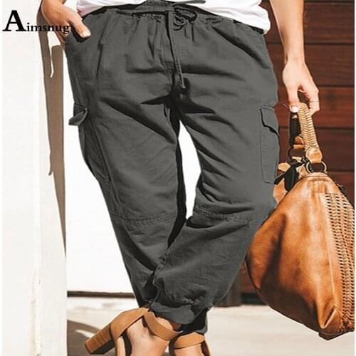 Plus Size 4xl 5xl Women Cargo Pants 2021 New Casual Drawstring Trousers Fashion Multi-pocket Pantalon Female Ankle-Length Pants