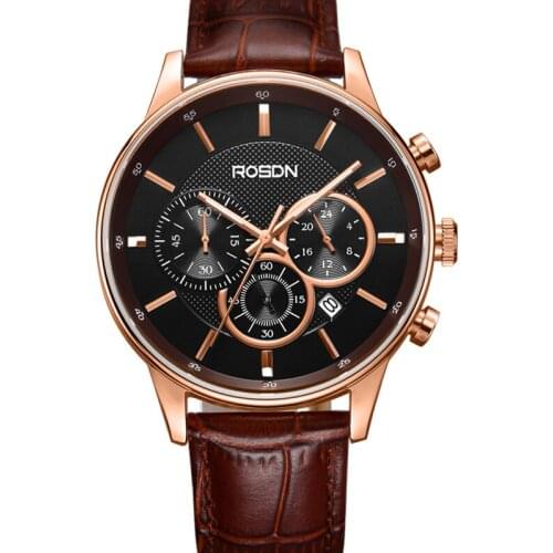 Luxury Brand ROSDN Multi-function Men Watches Chronograph Sport Watch Men Waterproof Sapphire Japan Quartz Movement Clock R3181