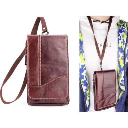 Genuine Leather Phone Case Shoulder Belt Clip Hook Loop Pouch For Meizu E2/U20/U10/MX5e/M5c/M5s/m3x/Pro 6 Plus/Pro 7/M6 Note/m3e