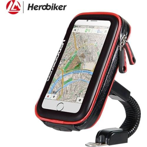 HEROBIKER Motorcycle Phone Holder Support Waterproof Moto Mobile Phone Stand Case Bags for For iPhone X 8 7 6 6s Plus & SamSung