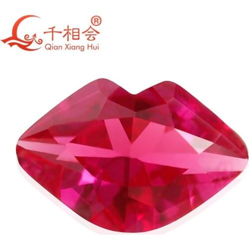 Lip shape 5# r u b y color round shape syntheitc corundum loose stone