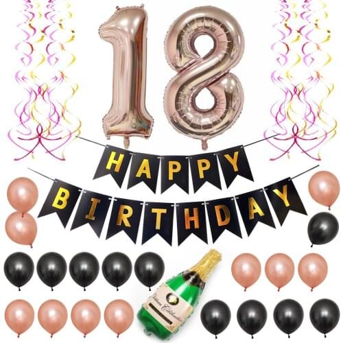 18 21 30 60 Birthday anniversary Party Decorations adult balloons Foil Number Balloon Happy Birthday banner party backdrop