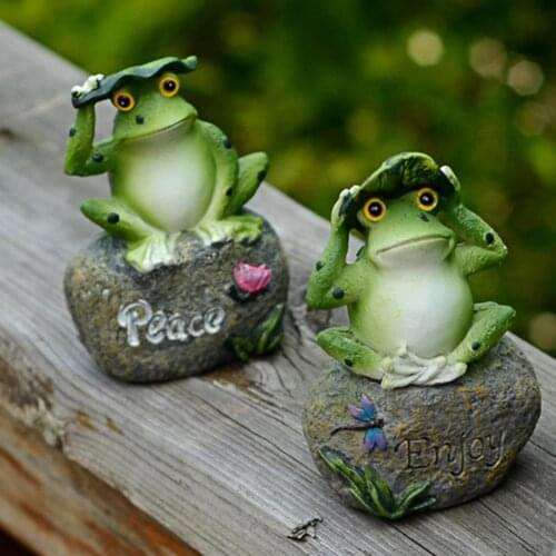 HOT SALE 5 Inch Frogs Garden Statues Frogs Sitting On Stone Sculptures Garden Yard Frogs Landscaping Stone Ornaments Decoration