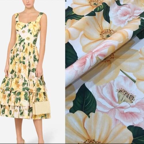 Italian D Brand 100% Cotton Poplin Printed Fabric Brand Clothing Shirt DIY Cloth Fabrics Per Meter for Dress Sewing Material