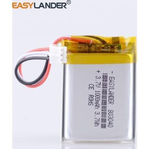 JST 2.0 mm 3pin 803040 1000mAh Lipo Battery Replacement li-ion Lipo cells Lithium Li-Po Polymer Rechargeable Battery