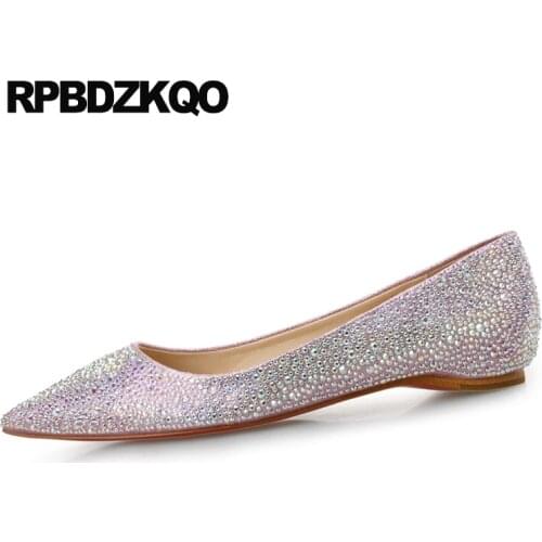 Red Silver Wedding Blue Sparkling Crystal Brand 9 Rhinestone Large Size Designer Shoes Women Luxury 2021 Pointed Toe Flats
