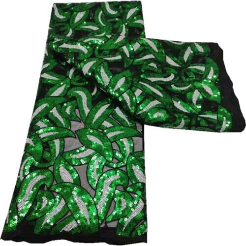 SJ Lace African Sequins Lace Fabric 2021 High Quality Lace Material French Nigerian Lace Fabrics For Women Party Sewing y5-98