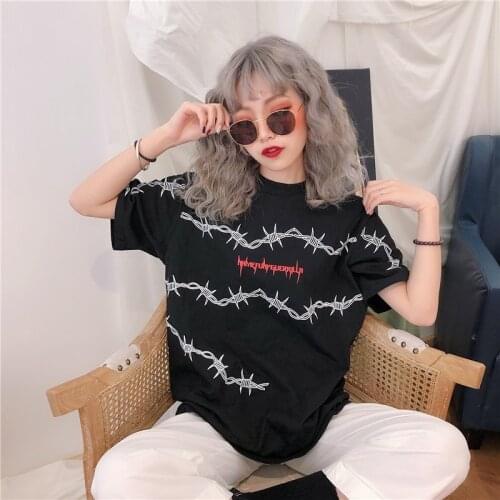 Summer letter print loose short-sleeved street O-neck casual female T-shirt women shirt tshirt clothes top vintage Harajuku tops