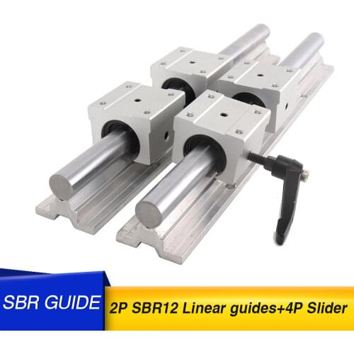 2pcs 12mm linear rail SBR12 any length support round guide rail + 4pcs SBR12UU slide block for cnc