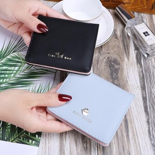 Small Slim Mini PU Leather Female Wallet Women Purse Thin Money Bag For Card Holder Short Kashelek Partmone
