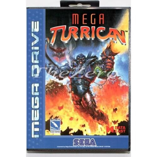 Mega Turrican with Box for 16 bit MD Video Game Card for Sega Mega Drive/Genesis