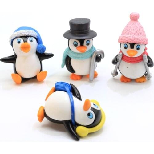 Resin Cute Winter Penguin Miniature Figurine DIY Bonsai Fairy Garden Ornament Exquisite Cute Perfect Gifts Kids Toys