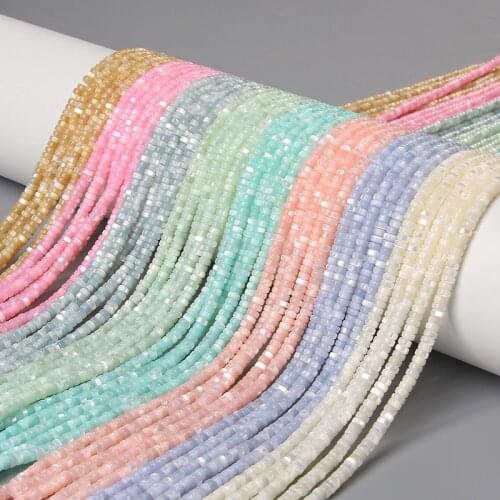 Fashion 2x4mm Small Natural Flat Shell Round Tube Beads Loose Spacer Pearl Beads For Jewelry Making Bracelet Necklace Accessory