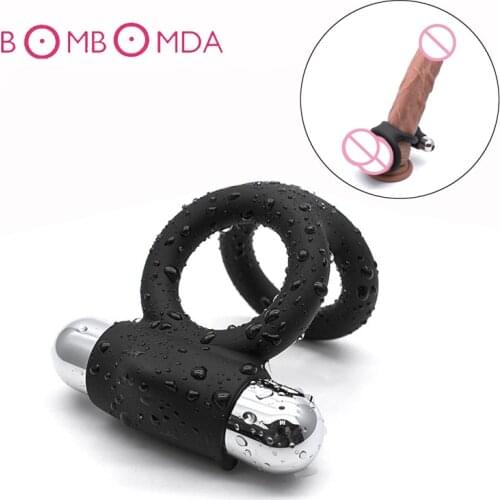 Male Cock Ring Silicone Vibrator Testicular Restraint Time Lasting Penis Ring Vibrators Sex Toys For Couple Clitoral Stimulator