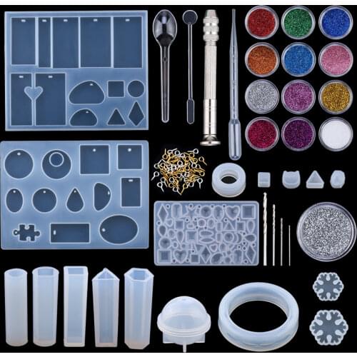 A SET Epoxy Resin Mold Kits Silicone Epoxy Mold Set Jewelry Casting Tools Earring findings for epoxy Jewelry Making Supplies DIY
